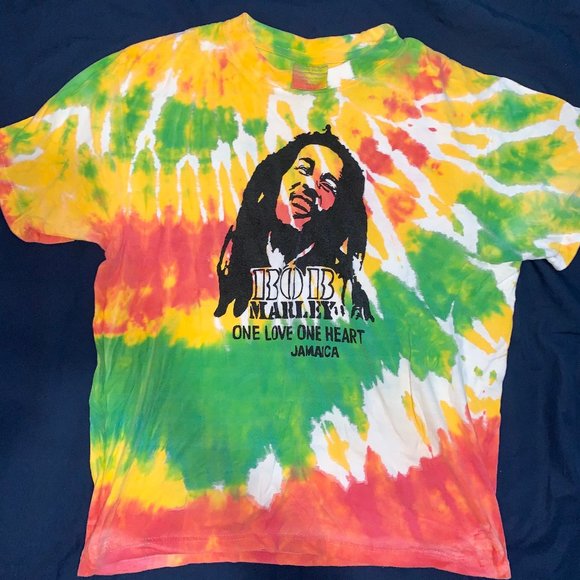 Bob Marley Tropical Tie Dye T Shirt - Picture 1 of 3